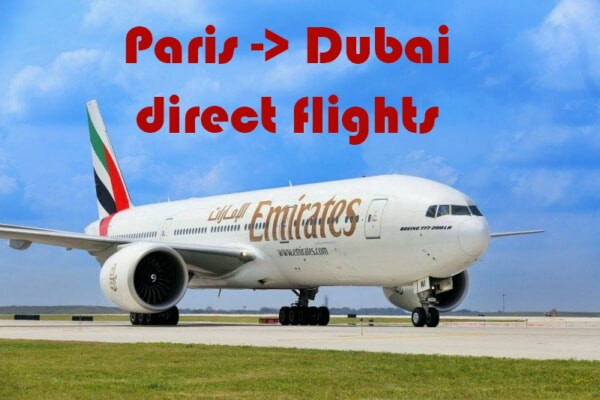 Paris -> Dubai direkte flyvninger