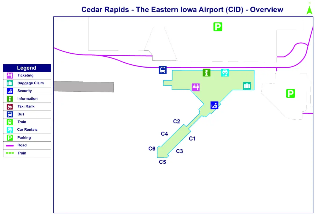 De luchthaven van Oost-Iowa